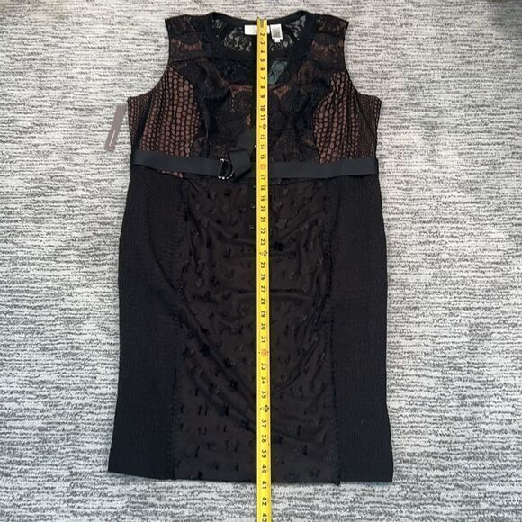 Byron Lars Beauty Mark Black Floral Applique Lace Sheath Gisella Cocktail Dress - Picture 14 of 16
